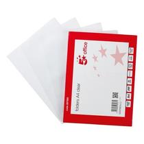 5 Star Office Folder Embossed Cut Flush Polypropylene with Thumb Hole 90 Micron A4 Clear Pack of 100