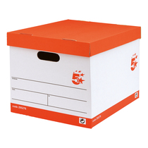 5 Star Office FSC Storage Box with Lid Self-assembly W321xD392xH291mm Red & White Pack 10