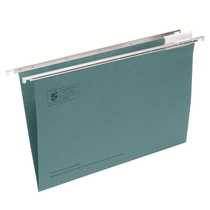 5 Star Office Suspension File with Tabs and Inserts Manilla 15mm V-base 180gsm Foolscap Green Pack 50