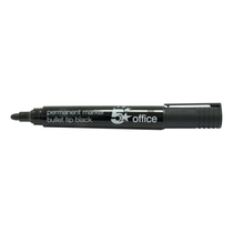 5 Star Office Permanent Marker Xylene/Toluene-free Smear proof Bullet Tip 2mm Line Black Pack 12