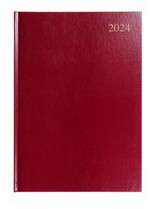 Collins Essential - 2024 Daily Planner - A5 Day-to-Page Diary - Maroon