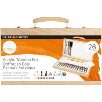 DALER-ROWNEY SIMPLY ACRYLIC COLOUR WOODEN BOX (26PC)