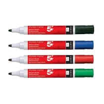 5 Star Office Drywipe Marker, Xylene/Toluene-free Bullet Tip 2-5mm Line Wallet Assorted Pack 4