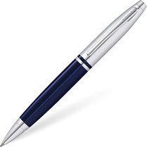 CROSS Calais Ballpoint Pen in Chrome and Blue Lacquer